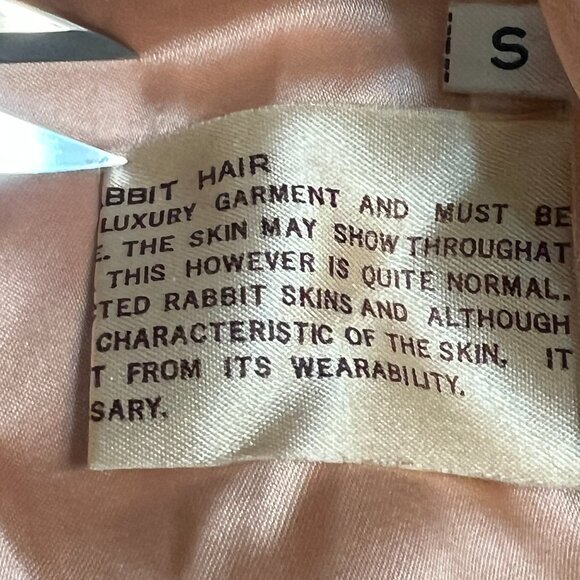 Élan Rabbit Fur Knit Bomber Jacket Sz S Korea 100% French Rabbit Hair Tan Wool - Picture 8 of 12